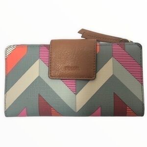Fossil multicolor green brown wallet rif